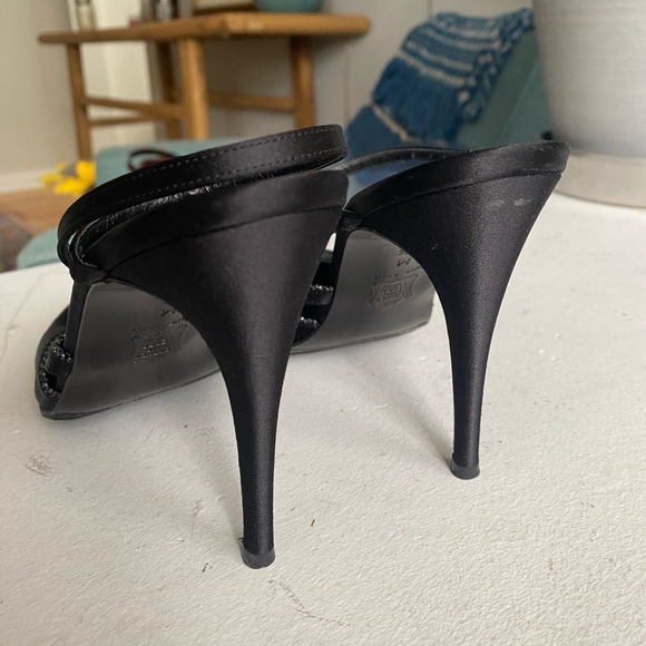 Satin Beaded Accent Pointed Toe Slingback Pumps - Picture 2 of 5